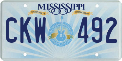 MS license plate CKW492