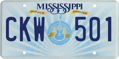 MS license plate CKW501