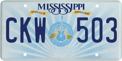 MS license plate CKW503