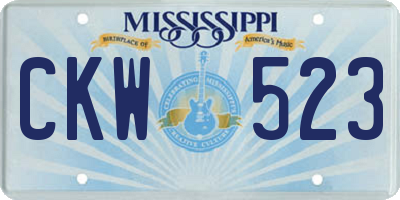 MS license plate CKW523