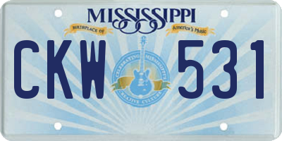 MS license plate CKW531