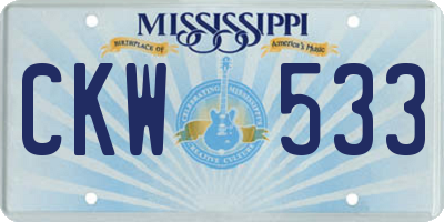 MS license plate CKW533