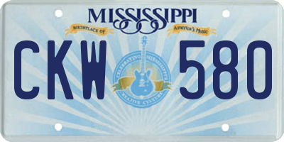 MS license plate CKW580