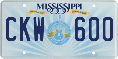 MS license plate CKW600