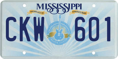 MS license plate CKW601