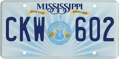 MS license plate CKW602