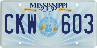 MS license plate CKW603