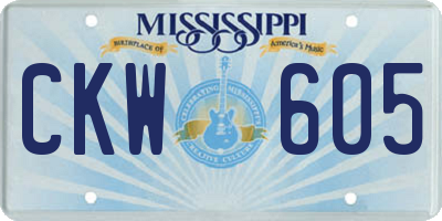 MS license plate CKW605