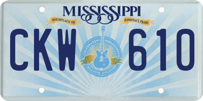 MS license plate CKW610
