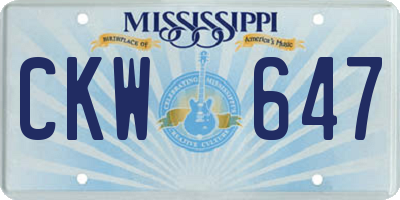 MS license plate CKW647