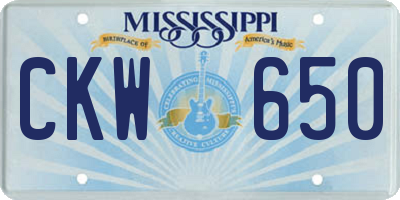 MS license plate CKW650