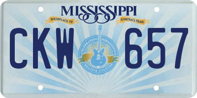 MS license plate CKW657