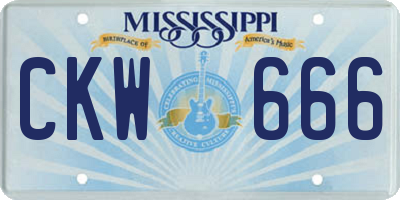 MS license plate CKW666