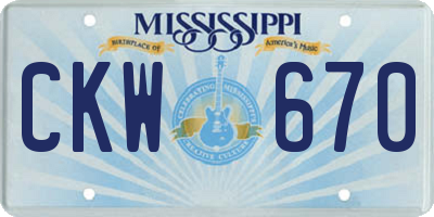 MS license plate CKW670
