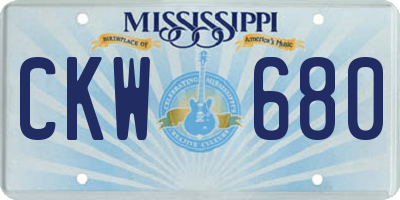 MS license plate CKW680