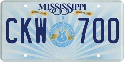 MS license plate CKW700