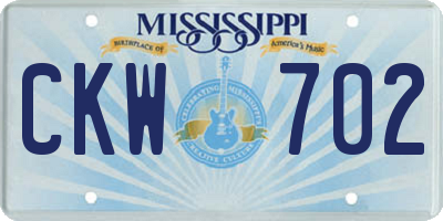 MS license plate CKW702