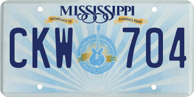 MS license plate CKW704