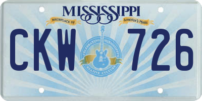 MS license plate CKW726