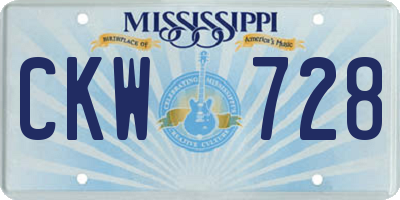 MS license plate CKW728