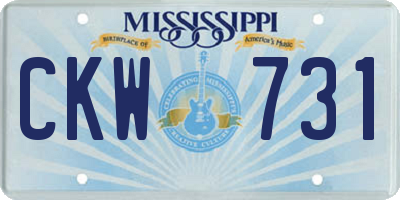MS license plate CKW731