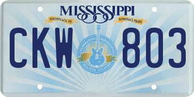 MS license plate CKW803