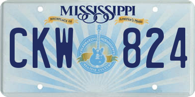 MS license plate CKW824