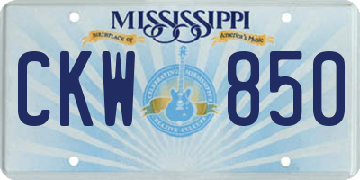 MS license plate CKW850