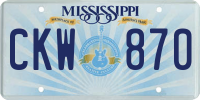 MS license plate CKW870