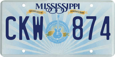 MS license plate CKW874