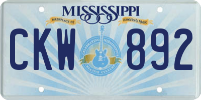 MS license plate CKW892