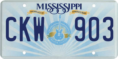 MS license plate CKW903