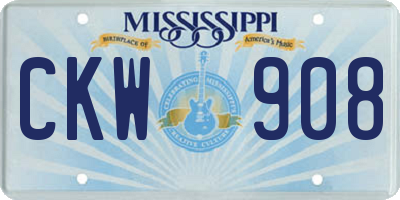 MS license plate CKW908