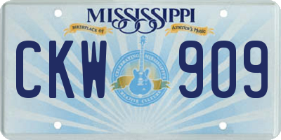MS license plate CKW909