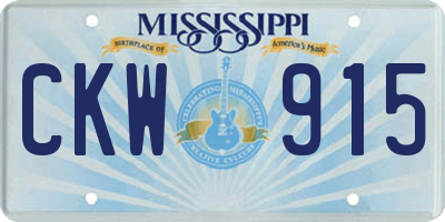 MS license plate CKW915