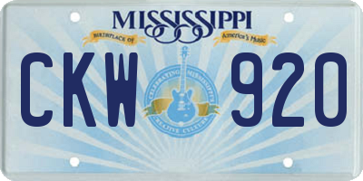 MS license plate CKW920
