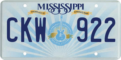 MS license plate CKW922