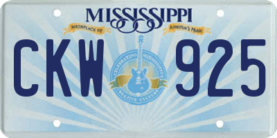 MS license plate CKW925