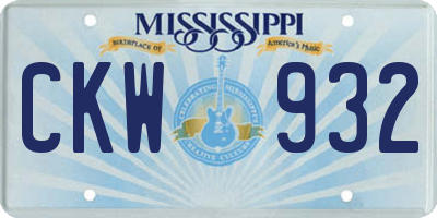 MS license plate CKW932