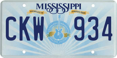 MS license plate CKW934