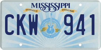 MS license plate CKW941