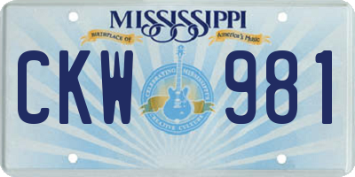 MS license plate CKW981