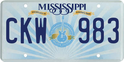 MS license plate CKW983