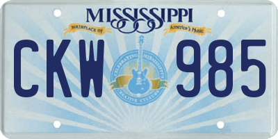 MS license plate CKW985
