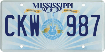 MS license plate CKW987