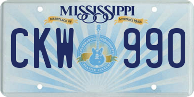 MS license plate CKW990