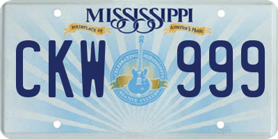 MS license plate CKW999