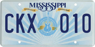 MS license plate CKX010