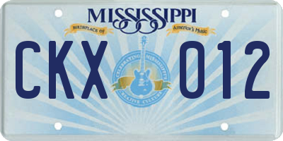 MS license plate CKX012