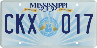 MS license plate CKX017
